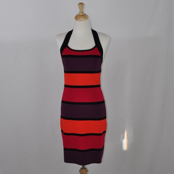 EXPRESS Stretchy Color Block Stretchy Body-Con Dress, Size Large NWT - Picture 1 of 3